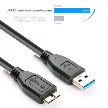 30 cm Czarny Mini Przenośny USB 3.0, Wtyk Od A Do Micro B Kabel Do Transmisji Danych Kabel Przewód zasilający Przewód Do Zewnętrznego Dysku twardego