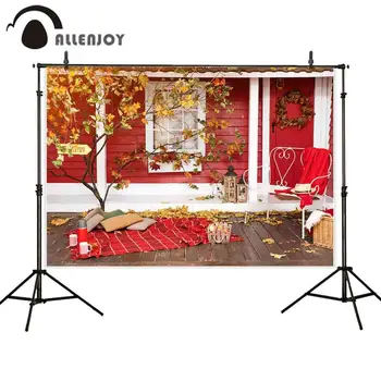 Allenjoy studio fotograficzne tła Jesień złoty drogi klon drewniany domek dziedziniec sesja zdjęciowa tło do sesji zdjęciowej