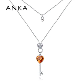 ANKA klucz do miłości wisiorek kryształowe serce naszyjnik modna klasyka dla kobiet naszyjniki Główny Kamień Kryształów z Austrii #129220