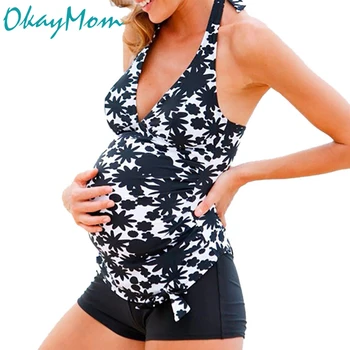 OkayMom S-5XL Rozmiar Plus stroje Kąpielowe Dla kobiet w Ciąży, Odzież Ciążowa Plażowe Stroje Kąpielowe Sexy Dwuczęściowe Stroje Kąpielowe Dla Kobiet w Ciąży